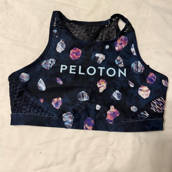 Peloton Other - Peloton Navy Sports Bra with Purple & Multicolor Stone Print